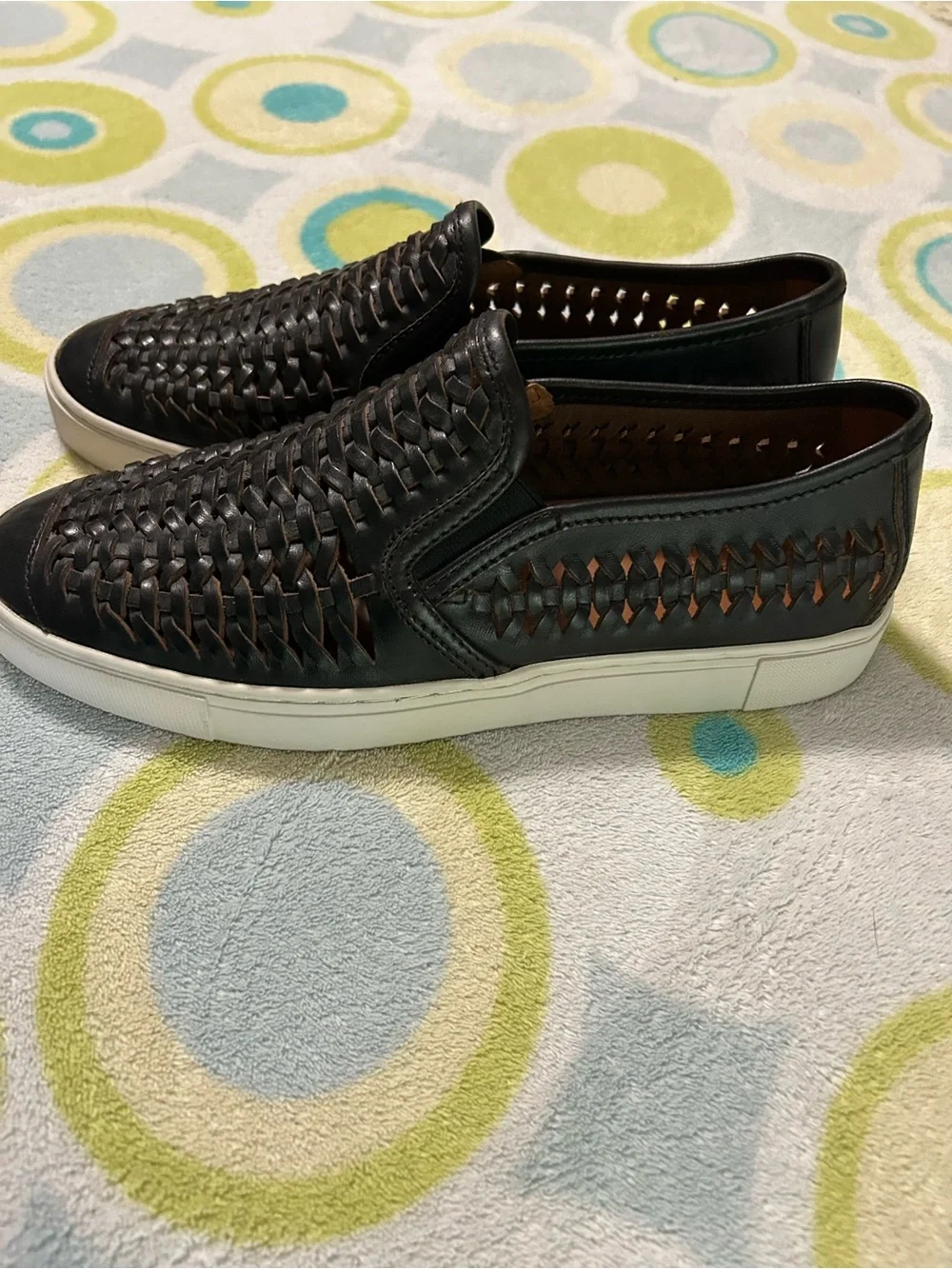 Frye Gabe Men’s Size 10 Black Woven Leather Slip-On Sneakers